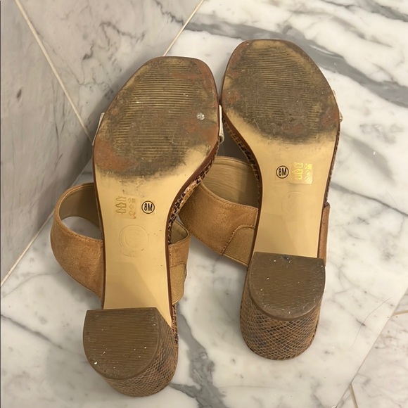 Chinese Laundry Brown and Cream Slip-On Heels - Picture 2 of 7